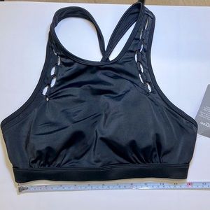 Athleta 32D/DD quick dry top with underwire and back clasp black 12” band